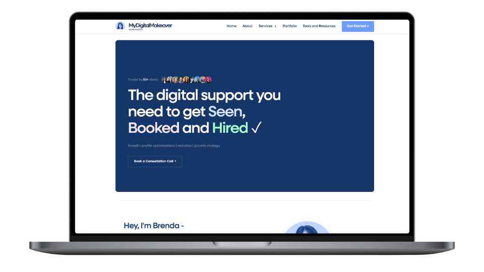 Professional website mockup